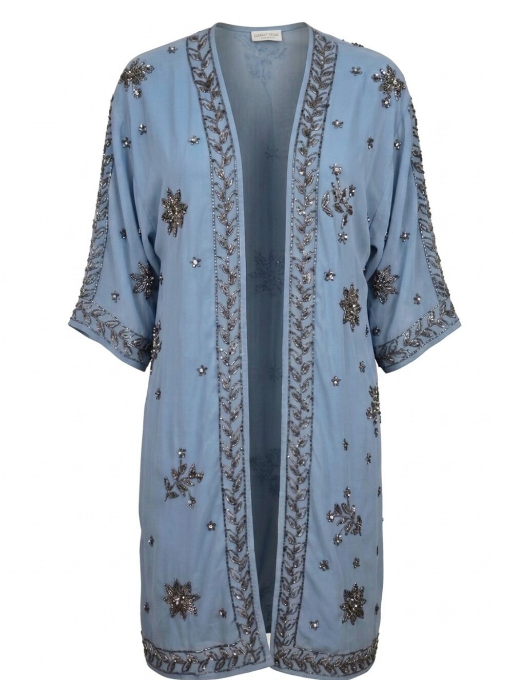 Attic Salt Handcrafted Blue Beaded‎ Kimono Cardigan Boho Festival Size M